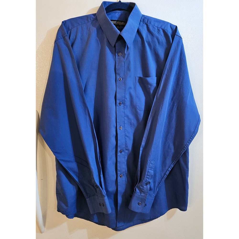 Daniel Ellissa Mens Royal Blue Long Sleeve Dress Shirt 16.5 36-37 Button Down‎